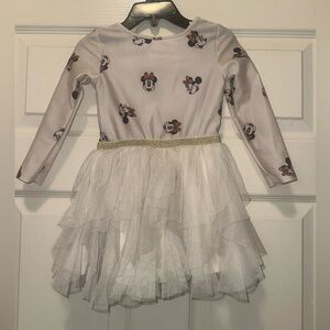 Disney Junior Minnie Mouse Long Sleeve Cream Dress with Tulle